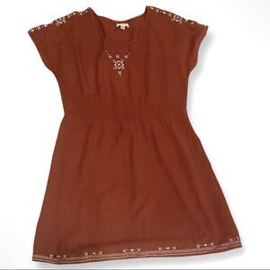 Super B Brown Cross-stitched Native Inspired T-shirt Dress